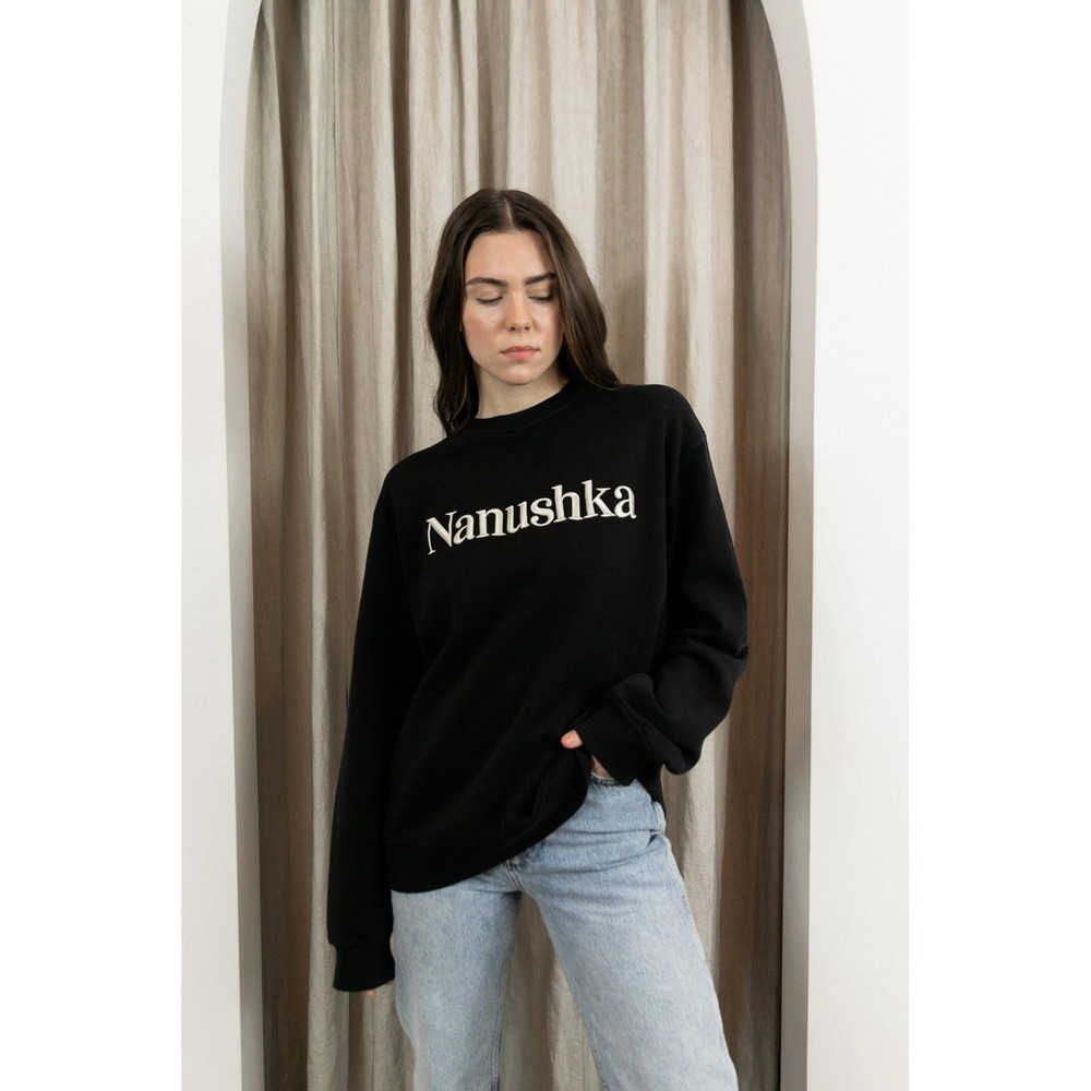 Nanushka Remy sweatshirt size M black‎ embroidered logo relaxed fit